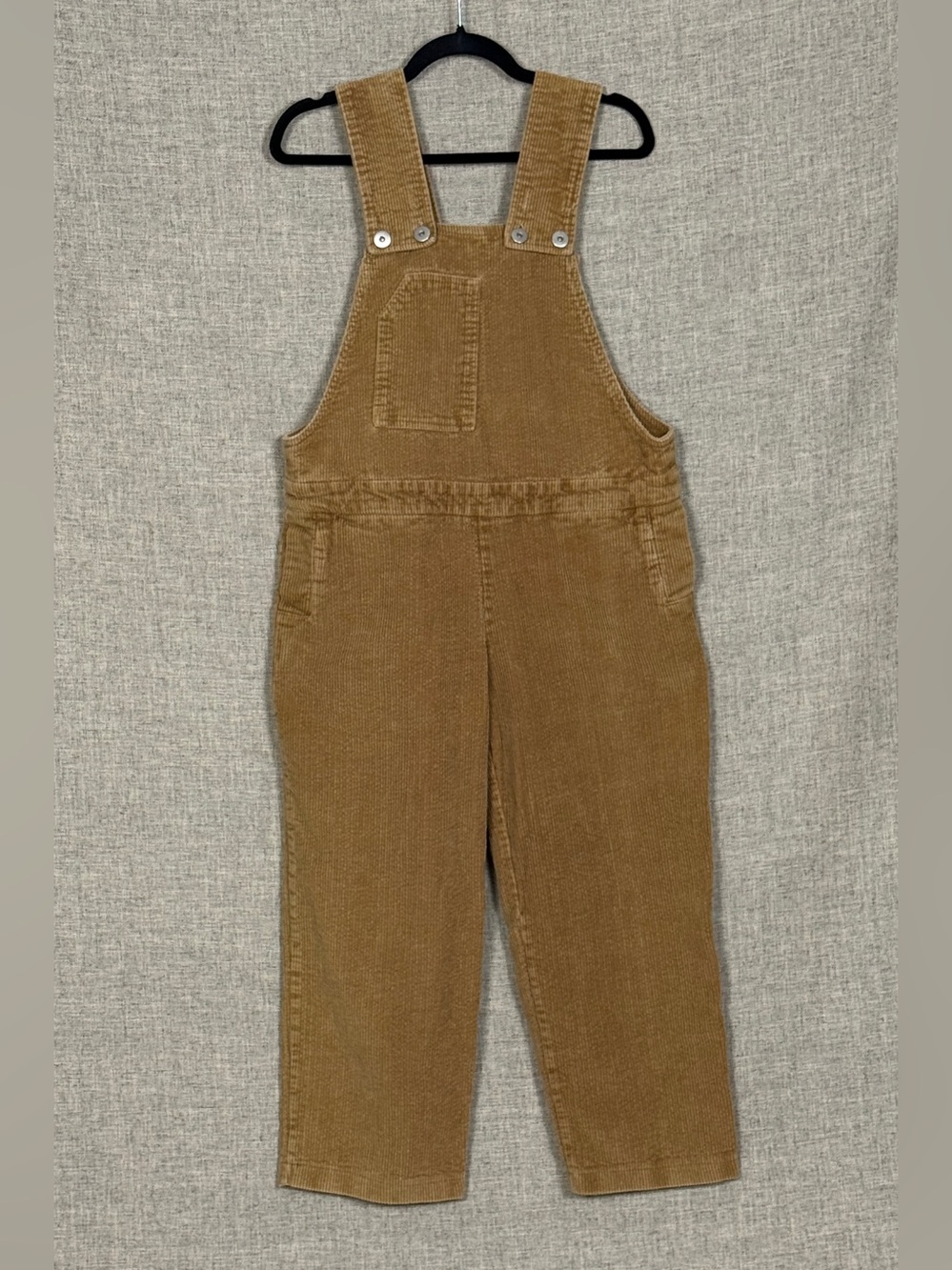 Women's Corduroy Cropped Overalls in Tan